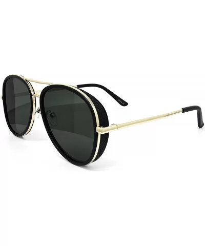 3844 Premium Steampunk Flat Aviator Vintage Hippie Retro Womens Mens Sunglasses - Steampunk - CW17YQUCZLS $8.20 Oval