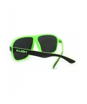 Kush Marijuana Pot Head Speed Racer Plastic Pilot Sunglasses - Green - CJ11YW4ZYB7 $5.33 Square