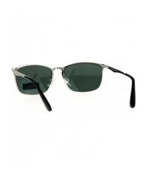 Mens Metal Rim Rectangular Agent Sunglasses - Silver Green - CW17XHS25G0 $8.18 Rectangular