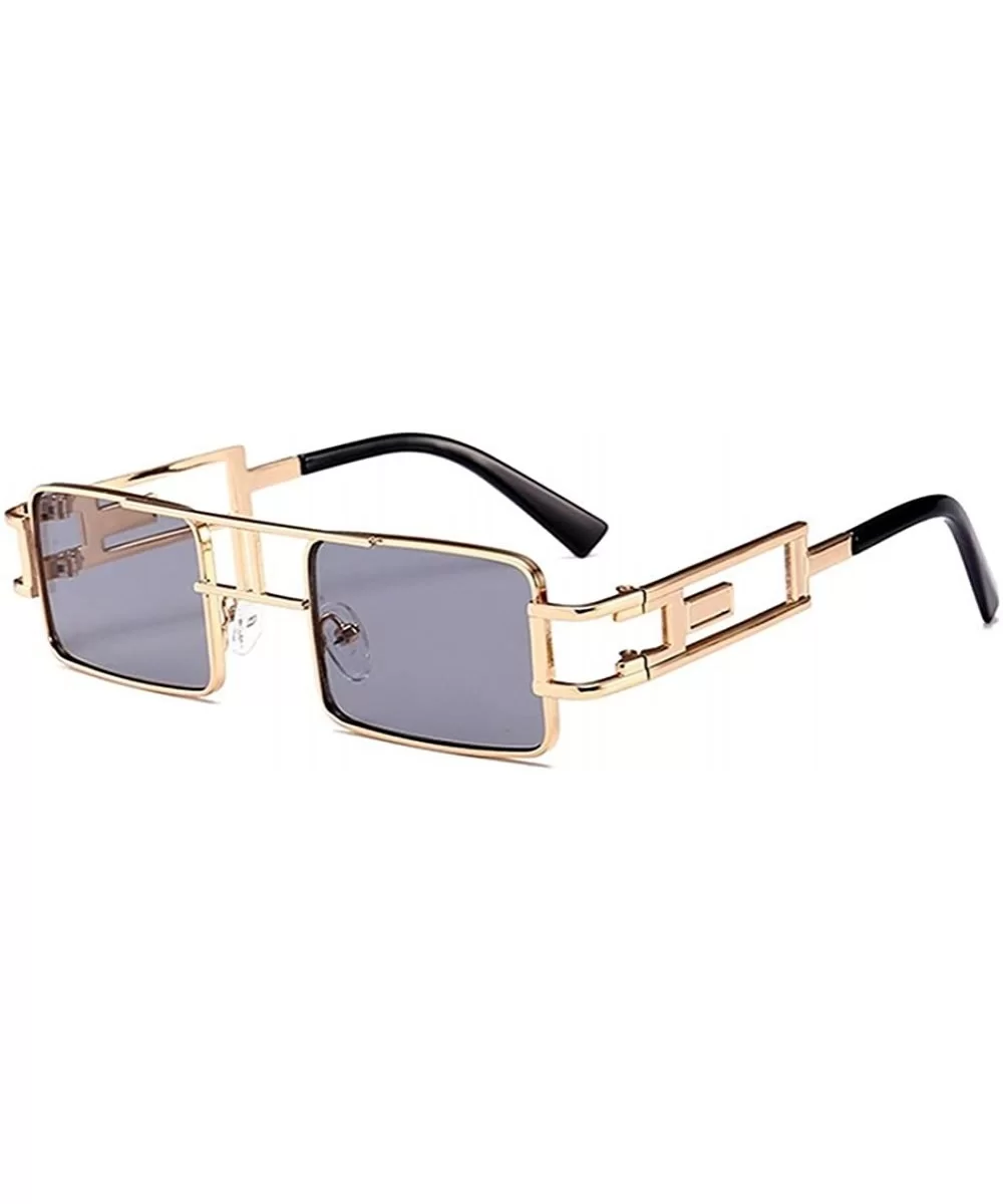 Steampunk Rectangular Sunglasses Men Gold Black Red Flat Top Square Sun Glasses - Black - CU18C5SEL5D $11.01 Oversized