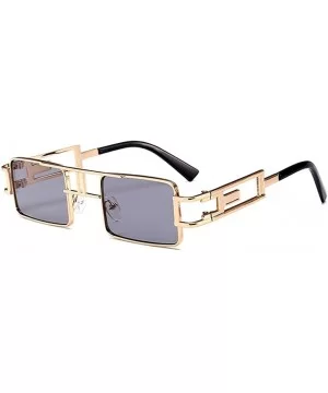 Steampunk Rectangular Sunglasses Men Gold Black Red Flat Top Square Sun Glasses - Black - CU18C5SEL5D $11.01 Oversized