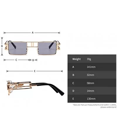 Steampunk Rectangular Sunglasses Men Gold Black Red Flat Top Square Sun Glasses - Black - CU18C5SEL5D $11.01 Oversized