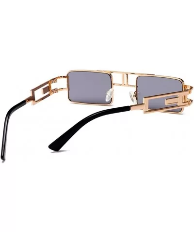 Steampunk Rectangular Sunglasses Men Gold Black Red Flat Top Square Sun Glasses - Black - CU18C5SEL5D $11.01 Oversized