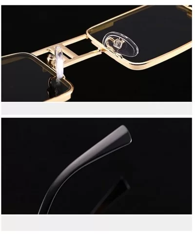 Steampunk Rectangular Sunglasses Men Gold Black Red Flat Top Square Sun Glasses - Black - CU18C5SEL5D $11.01 Oversized