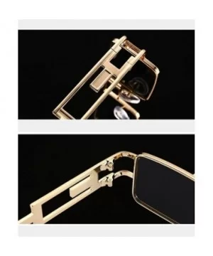 Steampunk Rectangular Sunglasses Men Gold Black Red Flat Top Square Sun Glasses - Black - CU18C5SEL5D $11.01 Oversized