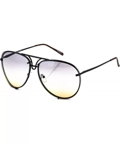 Aviator Poshe Oceanic Lens Twirl Metal Design Frames Sunglasses - Black Gold - CO12O4DPIVK $6.90 Oversized