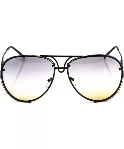 Aviator Poshe Oceanic Lens Twirl Metal Design Frames Sunglasses - Black Gold - CO12O4DPIVK $6.90 Oversized