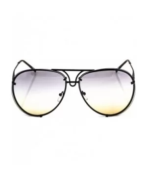 Aviator Poshe Oceanic Lens Twirl Metal Design Frames Sunglasses - Black Gold - CO12O4DPIVK $6.90 Oversized