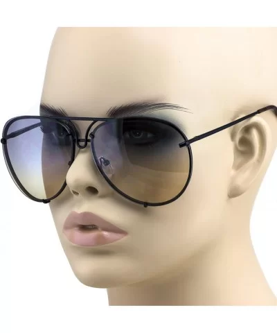 Aviator Poshe Oceanic Lens Twirl Metal Design Frames Sunglasses - Black Gold - CO12O4DPIVK $6.90 Oversized