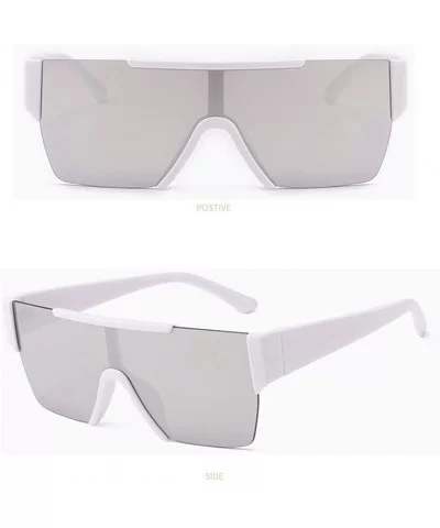 Oversize Square Brand Sunglasses For Women One Piece Top Flat Sun Glasses Mirror Shades - C3 - CU197ZNMY82 $8.59 Square