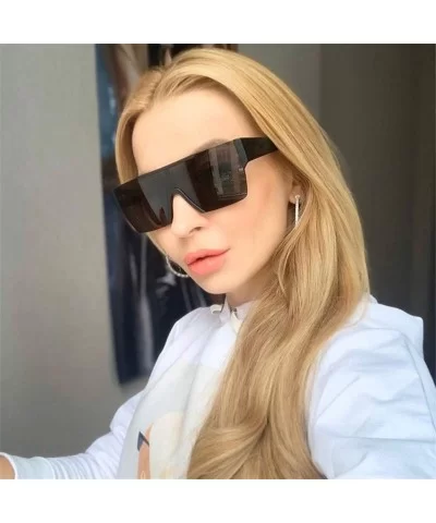 Oversize Square Brand Sunglasses For Women One Piece Top Flat Sun Glasses Mirror Shades - C3 - CU197ZNMY82 $8.59 Square