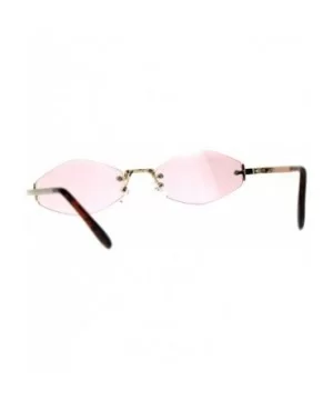 Skinny Oval Diamond Shape Sunglasses Womens Rimless Metal Frame Color Lens - Gold (Pink) - CE18EHRQQM7 $6.51 Oval