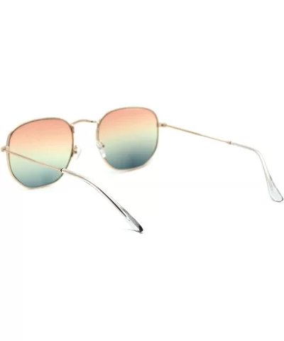 Mens Hippie Pimp Tiedye Lens Rectangular Dad Metal Rim Sunglasses - Gold Peach Blue - CV18UIURXME $10.54 Rectangular