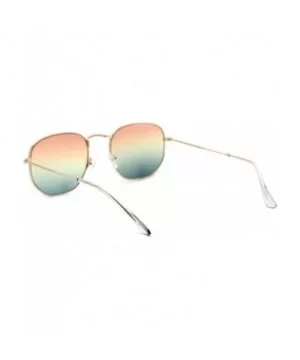 Mens Hippie Pimp Tiedye Lens Rectangular Dad Metal Rim Sunglasses - Gold Peach Blue - CV18UIURXME $10.54 Rectangular