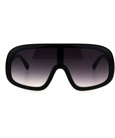 Oversized Futurism Robotic Shield Sport Racer Plastic Sunglasses - Black Smoke - CA1822892X8 $7.36 Sport