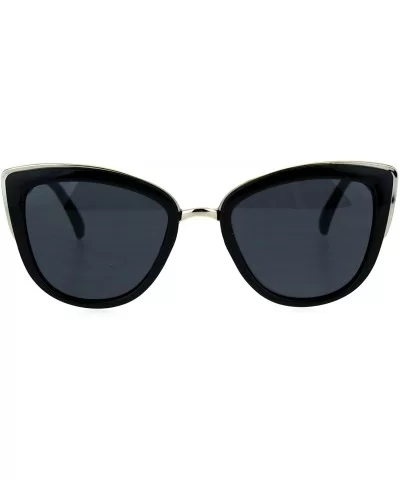 Womens Gothic Retro Oversize Cat Eye Fashion Sunglasses - All Black - CZ184IWZS78 $8.81 Oversized