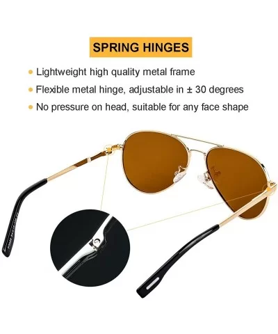 Polarized Aviator Sunglasses for Men Women Driving Sun Glasses 100% UV Protection- 58MM - A4 Gold/Brown - C519466GOW5 $10.18 ...