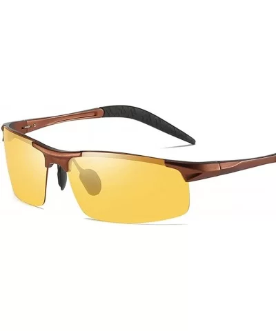 Men's Polarized Photochromic Semi-Rimless Sunglasses Driving Eyewear - Coffee Legs - CJ18HEIG7UU $11.39 Rimless