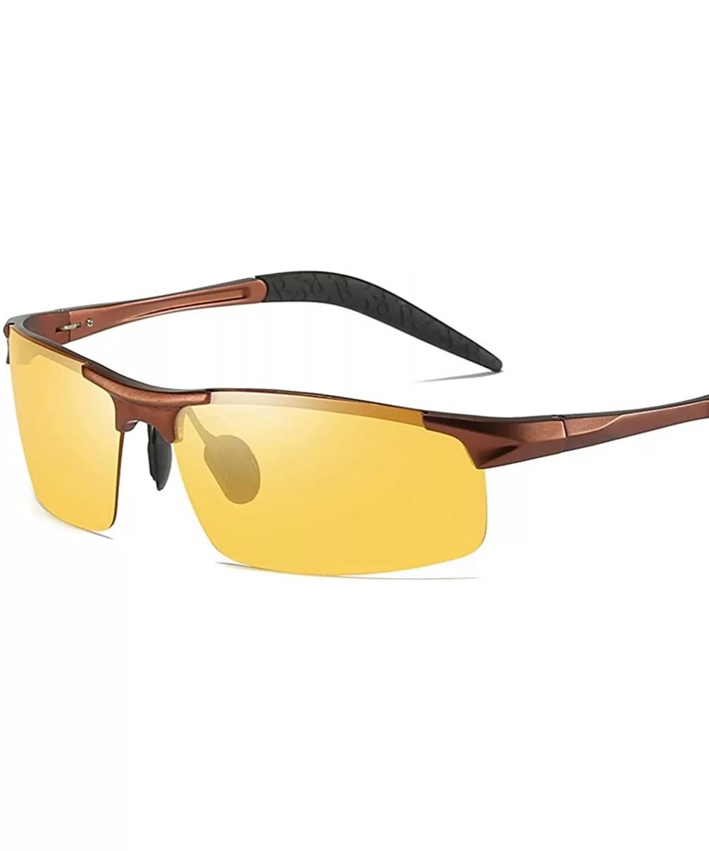 Men's Polarized Photochromic Semi-Rimless Sunglasses Driving Eyewear - Coffee Legs - CJ18HEIG7UU $11.39 Rimless