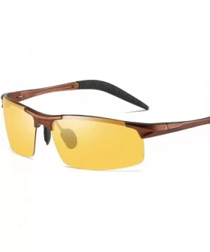 Men's Polarized Photochromic Semi-Rimless Sunglasses Driving Eyewear - Coffee Legs - CJ18HEIG7UU $11.39 Rimless