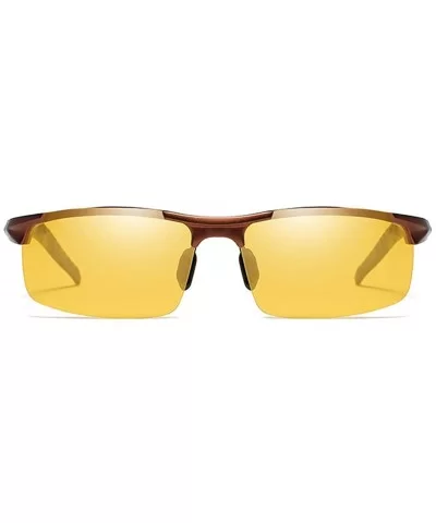 Men's Polarized Photochromic Semi-Rimless Sunglasses Driving Eyewear - Coffee Legs - CJ18HEIG7UU $11.39 Rimless