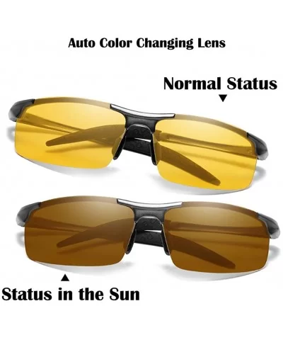 Men's Polarized Photochromic Semi-Rimless Sunglasses Driving Eyewear - Coffee Legs - CJ18HEIG7UU $11.39 Rimless