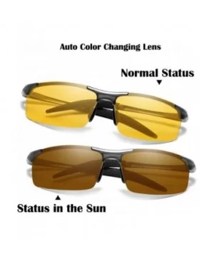 Men's Polarized Photochromic Semi-Rimless Sunglasses Driving Eyewear - Coffee Legs - CJ18HEIG7UU $11.39 Rimless