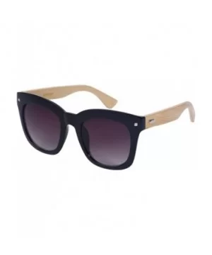 Round Style Wooden Bamboo Women Sunglasses by 32098BM-AP - Black - CZ126UF95QZ $12.33 Wayfarer