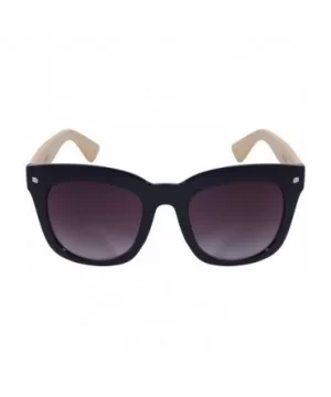 Round Style Wooden Bamboo Women Sunglasses by 32098BM-AP - Black - CZ126UF95QZ $12.33 Wayfarer