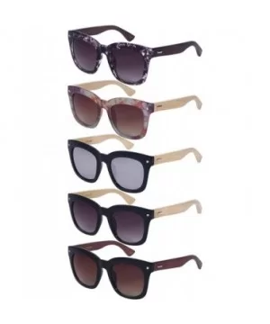 Round Style Wooden Bamboo Women Sunglasses by 32098BM-AP - Black - CZ126UF95QZ $12.33 Wayfarer