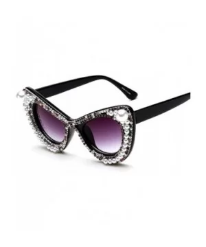 Oversized Geometric Shine Style Diamond Women Sunglasses (Black - Diamond) - Black - CF18OD4UQ4Z $17.57 Goggle