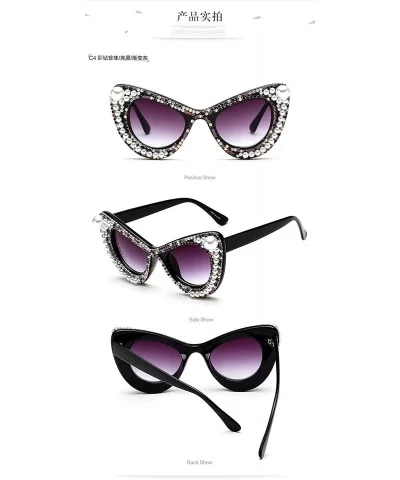 Oversized Geometric Shine Style Diamond Women Sunglasses (Black - Diamond) - Black - CF18OD4UQ4Z $17.57 Goggle