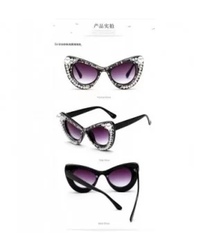 Oversized Geometric Shine Style Diamond Women Sunglasses (Black - Diamond) - Black - CF18OD4UQ4Z $17.57 Goggle