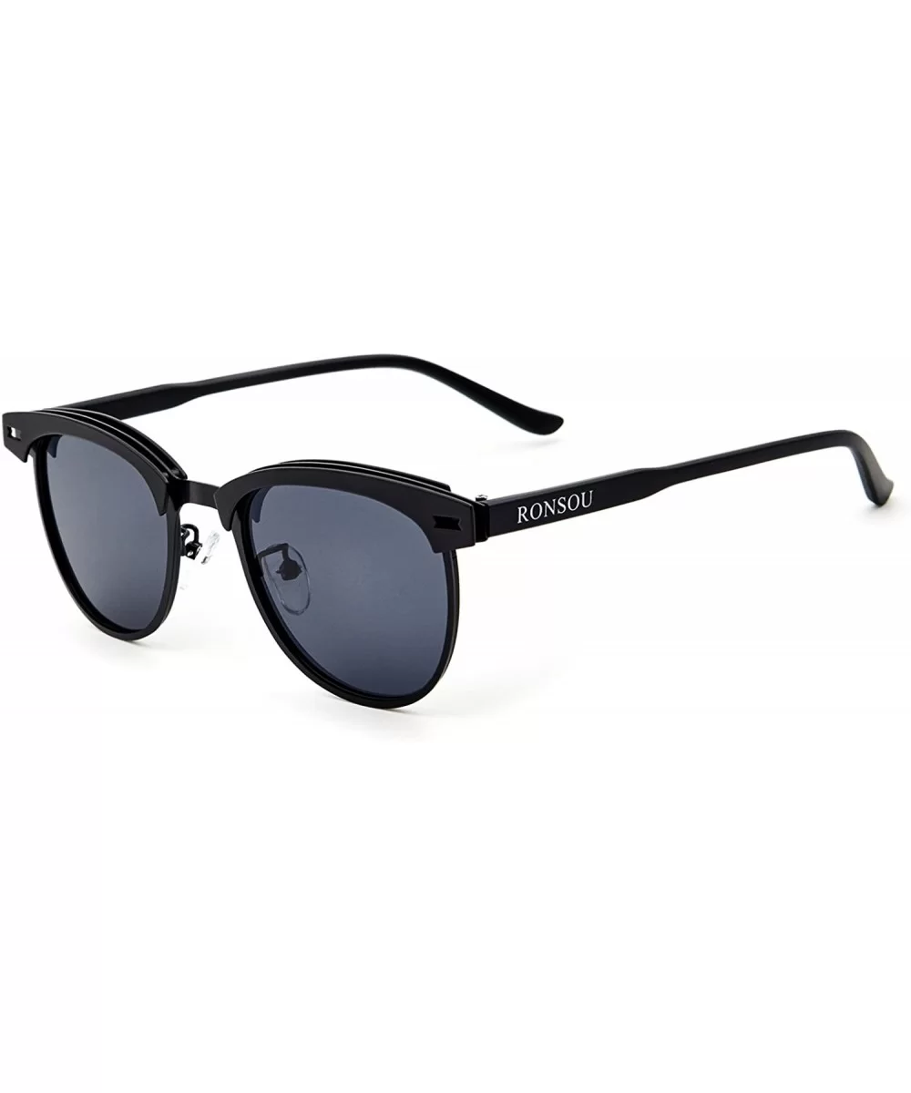 Retro Polarized Sunglasses for Men Women 100% UV400 Protection Eyewear Sun Glasses - Black Frame/Gray Lens - CF185TZXX8Q $4.8...