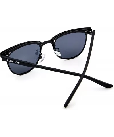 Retro Polarized Sunglasses for Men Women 100% UV400 Protection Eyewear Sun Glasses - Black Frame/Gray Lens - CF185TZXX8Q $4.8...