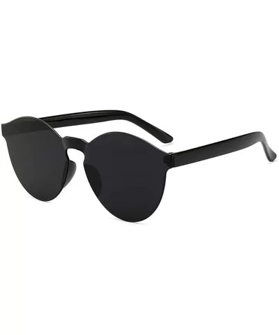 Unisex Fashion Candy Colors Round Outdoor Sunglasses Sunglasses - Black - CZ190S680RY $11.47 Round