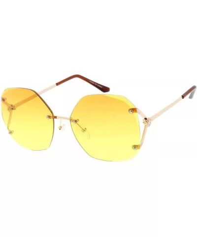 Butterfly Frameless Octo Candy Lens 80s Retro Fashion Sunglasses - Yellow - CM18USL3ZI5 $8.63 Shield