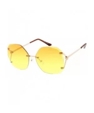 Butterfly Frameless Octo Candy Lens 80s Retro Fashion Sunglasses - Yellow - CM18USL3ZI5 $8.63 Shield