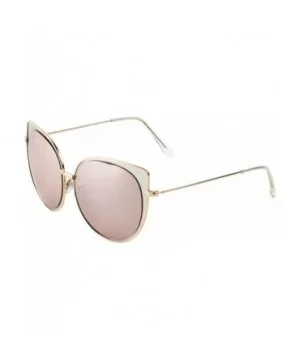 Round Cat Eye Sunglasses Color Mirror Lens Thin Frame Women Runway Fashion - Silver/Gold (Red Lens) - CN12NS51ZUW $6.49 Cat Eye