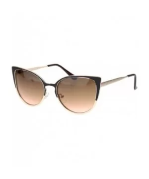 Womens Metal Rim Retro Fashion Cat Eye Mod Sunglasses - Brown Gold Gradient Brown - CA18MDA5T9K $6.91 Cat Eye