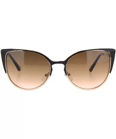 Womens Metal Rim Retro Fashion Cat Eye Mod Sunglasses - Brown Gold Gradient Brown - CA18MDA5T9K $6.91 Cat Eye