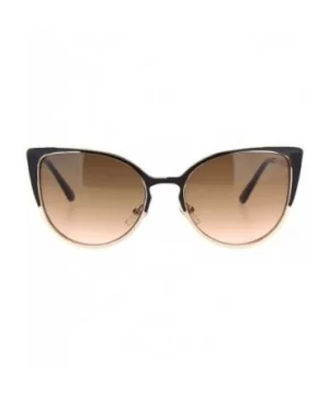 Womens Metal Rim Retro Fashion Cat Eye Mod Sunglasses - Brown Gold Gradient Brown - CA18MDA5T9K $6.91 Cat Eye