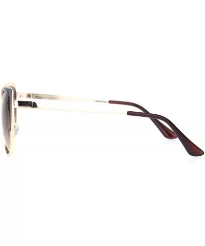 Womens Metal Rim Retro Fashion Cat Eye Mod Sunglasses - Brown Gold Gradient Brown - CA18MDA5T9K $6.91 Cat Eye