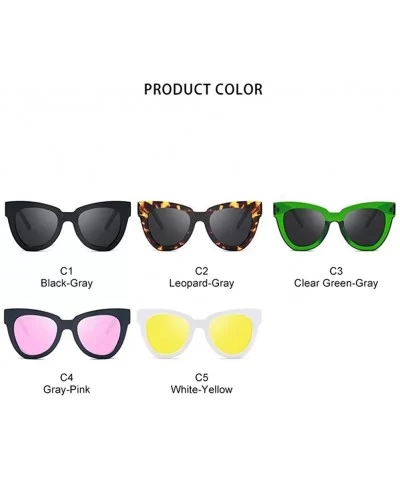 Classic Oversized Cat Eye Sunglasses for Women Driving Goggles UV400 - C3 Clear Green Gray - CL19843QY5M $6.72 Oversized