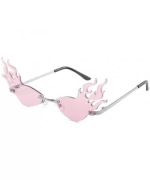 Fire Flame Rimless Sunglasses Fashion Women Cat Eye Sunglass Lady Luxury Sun Glasses UV400 Shades glasses - 2 - CP198G705M9 $...