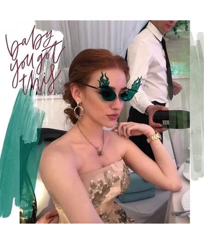 Fire Flame Rimless Sunglasses Fashion Women Cat Eye Sunglass Lady Luxury Sun Glasses UV400 Shades glasses - 2 - CP198G705M9 $...