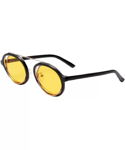 Round Frame Sunglasses - Fashion Men Women Retro Vintage UV 400 Glasses (Yellow) - Yellow - CV18E4UHRE8 $5.57 Aviator