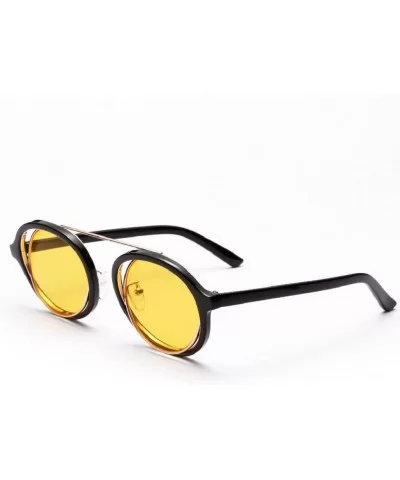 Round Frame Sunglasses - Fashion Men Women Retro Vintage UV 400 Glasses (Yellow) - Yellow - CV18E4UHRE8 $5.57 Aviator