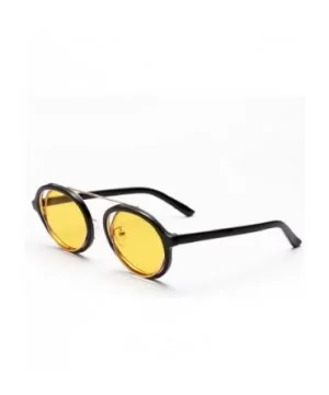 Round Frame Sunglasses - Fashion Men Women Retro Vintage UV 400 Glasses (Yellow) - Yellow - CV18E4UHRE8 $5.57 Aviator