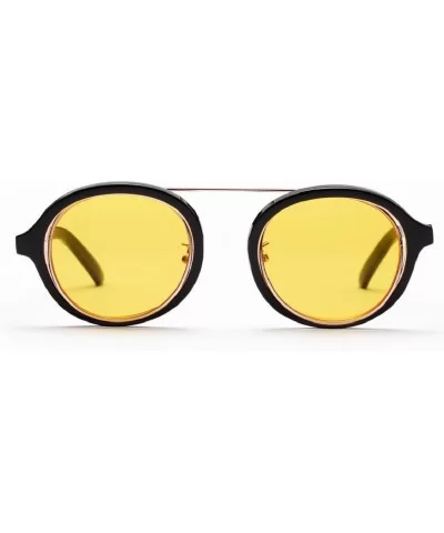 Round Frame Sunglasses - Fashion Men Women Retro Vintage UV 400 Glasses (Yellow) - Yellow - CV18E4UHRE8 $5.57 Aviator